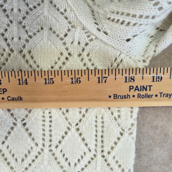 NWT Joie Pointelle Knit Puff Sleeve Sweater Sz M White Cottagecore Coquette - Picture 11 of 15